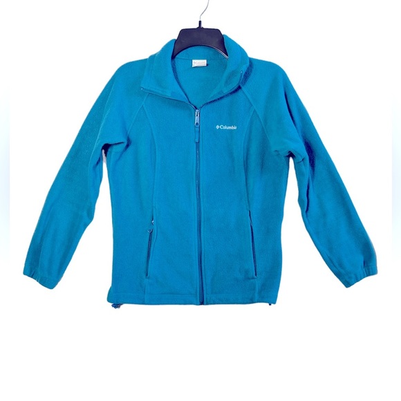 Columbia Jacket Adult S Turquoise‎ Full Zip Fleece Mock Neck Outdoors Women’s - Picture 1 of 5
